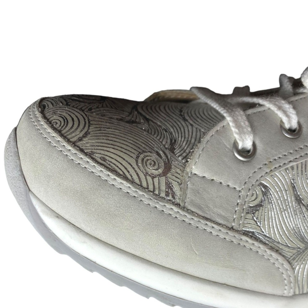 Finn Comfort Womens 6.5 Silver Swirl Leather Lace‎ Up Walking Sneakers Germany - Picture 13 of 15